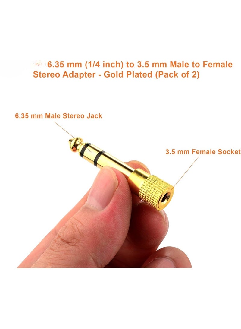 Salab 6.3mm to 3.5mm (1/4 to 1/8) Stereo Audio Jack Adapter (Pack of 2) | Converts Audio from Your Amplifiers, Console, Guitar, Piano, Drums, Speakers & Mic That use 6.35mm Port to Your 3.5mm Port Devices - Image 4